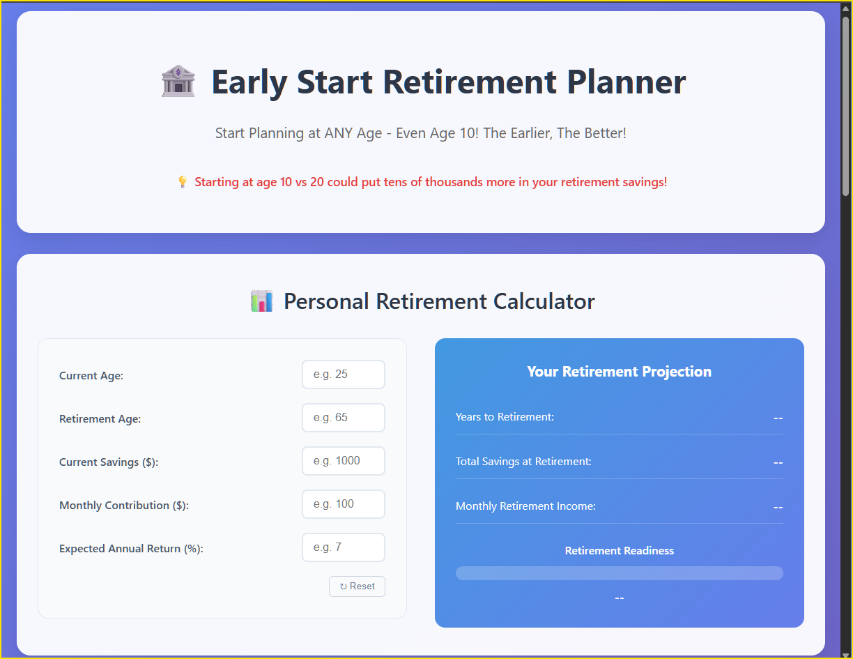 Early Start Retirement Planner